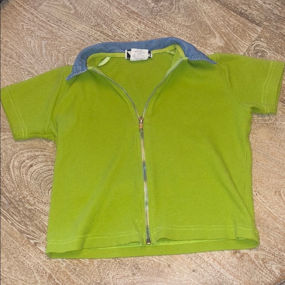 Vintage 90s green denim top crop size 14